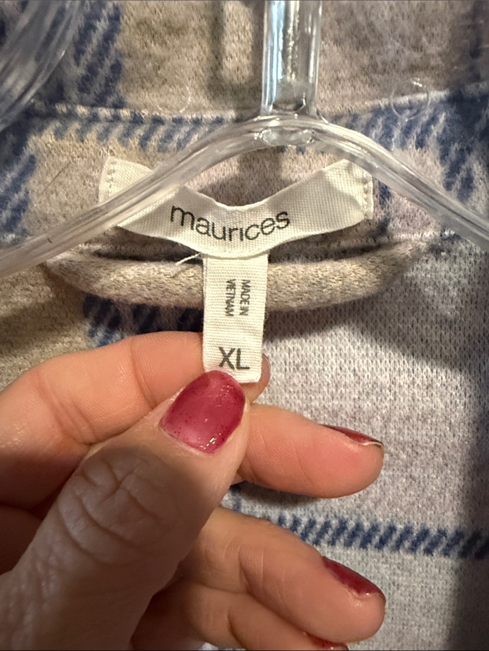 Maurices Blue and Cream Plaid Utility Shirt Jacket - Picture 2 of 2